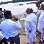 Minister Shivananda Patil watched the water draining work